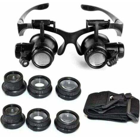 Loupe Serre Tête Loupe Frontale Lunettes grossissantes Allumage LED Grossissements de 10x, 15x, 20x et 25x