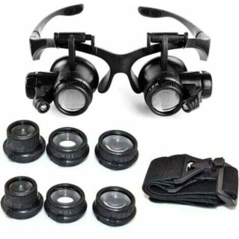 Loupe Serre Tête Loupe Frontale Lunettes grossissantes Allumage LED Grossissements de 10x, 15x, 20x et 25x