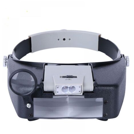 Loupe serre-tête pour horloger, bijoutier, lecture, mains libres avec éclairage LED, gris