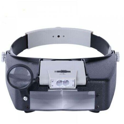 Loupe serre-tête pour horloger, bijoutier, lecture, mains libres avec éclairage LED, gris