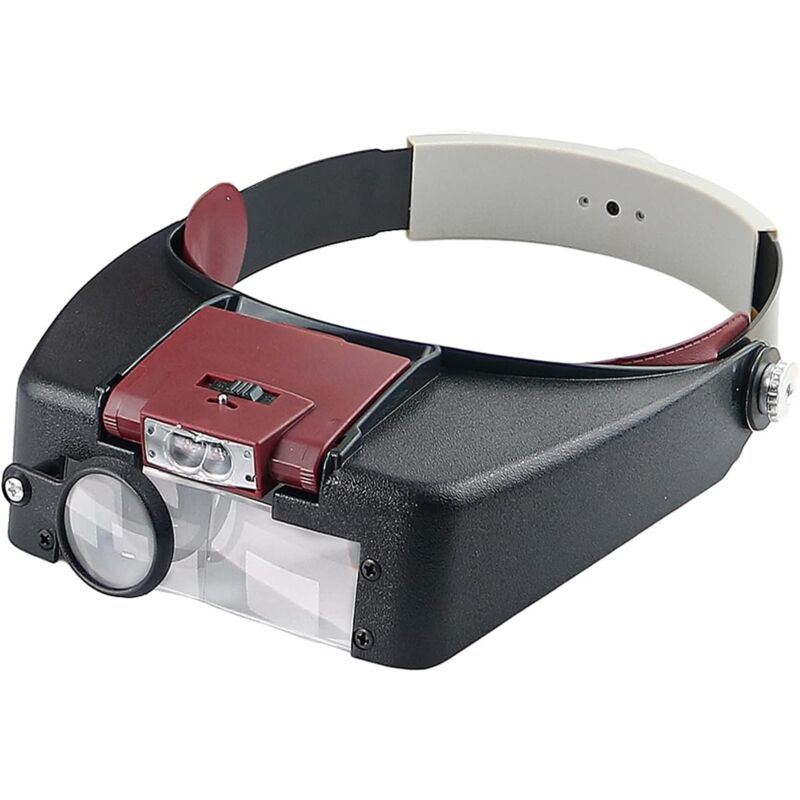 Loupe serre-tête pour horloger, bijoutier, lecture, mains libres avec éclairage led, rouge