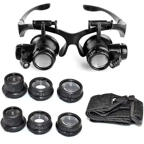 Loupes 10x, 15x, 20x et 25x avec éclairage LED réglable pour bijoutiers et horlogers, A