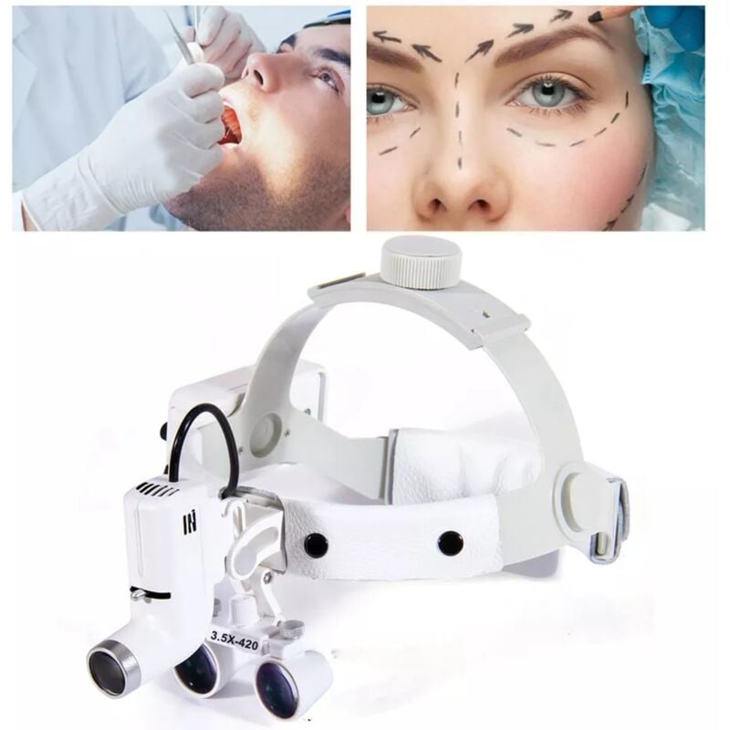 Loupes binoculaires médicales chirurgicales 3,5x avec bandeau et kit de lampes frontales led 5W