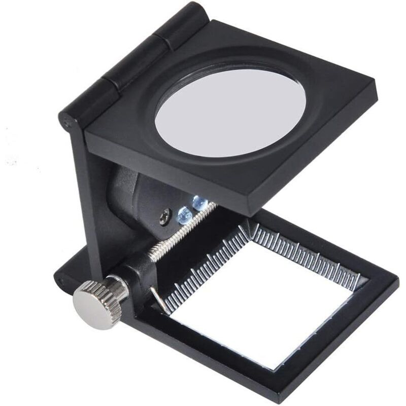 Loupes de comptage de fil avec échelle 10X loupe d'écran support pliant loupe en tissu avec lumière LED pour outil de bijoux optique textile,