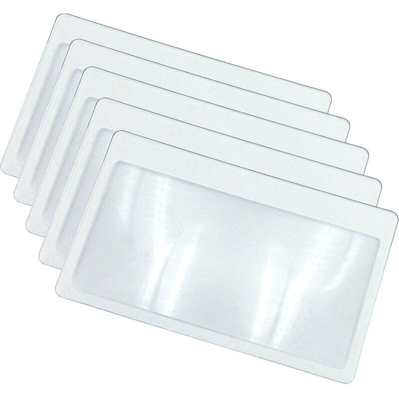 Loupes de Poche au Format Carte de crédit - Petite loupe pour Carte avec grossissement 3X, Ultra Fine, Flexible et incassable, Transparente, 5