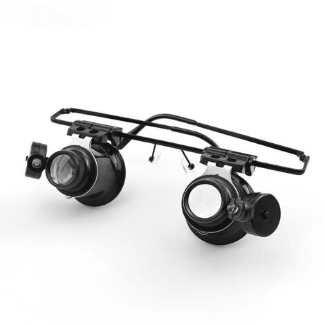 Loupes Loupe de tête LED, bandeau mains libres LED Lunettes 20X Loupe Horloger Loupe Réparation de montre Loupe Double yeux Bijoux Loupe Loupe Bijoux usés par la tête Montre Outil de réparation