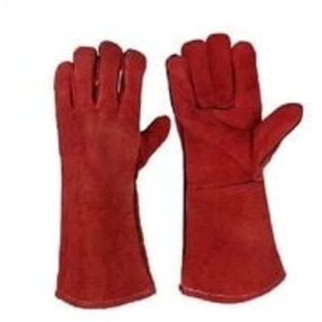Lourd Devoir Grand Cuir Résistant à Chaleur Résistant à Chaleur Doublé Gantelets de Soudeurs Gants pour Poêle à Bois Brûleur à Bûches Barbecue, Gants de Jardinage pour Hommes
