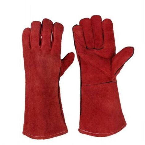 Lourd Devoir Grand Cuir Résistant à Chaleur Résistant à Chaleur Doublé Gantelets de Soudeurs Gants pour Poêle à Bois Brûleur à Bûches Barbecue, Gants de Jardinage pour Hommes