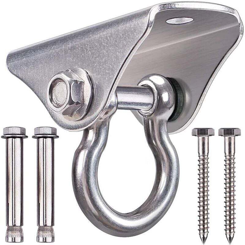 Lourds Crochet De Plafond avec SUS304 Acier Inoxydable 400KG Capacité, Suspension pour Chaise accrochante, Lampe accrochante, Hamac, Yoga,avec 4 Vis