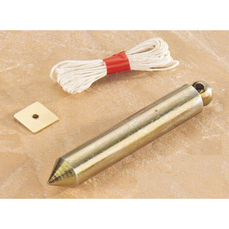 L'Outil Parfait – Fil à plomb crayon 100mm – Design laitonné durable – Livré avec 3 mètres de ficelle et 1 plaquette – Outil de nivellement précis