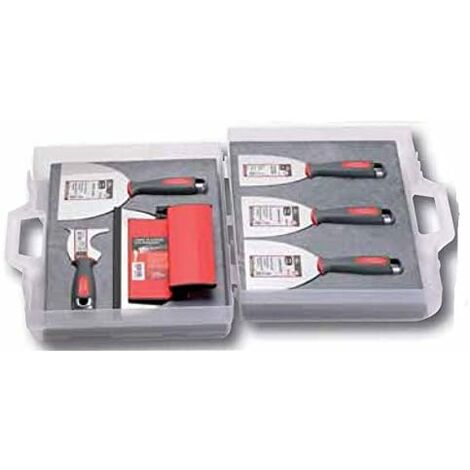 L'Outil Parfait – Valise plaquiste avec 4 couteaux Alu-Choc et lame à lisser 25cm – Outil professionnel pour enduits – 80124