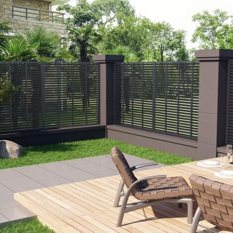 Louver Fence，Garden Barrier WPC 180x180 cm Grey VSVS180052