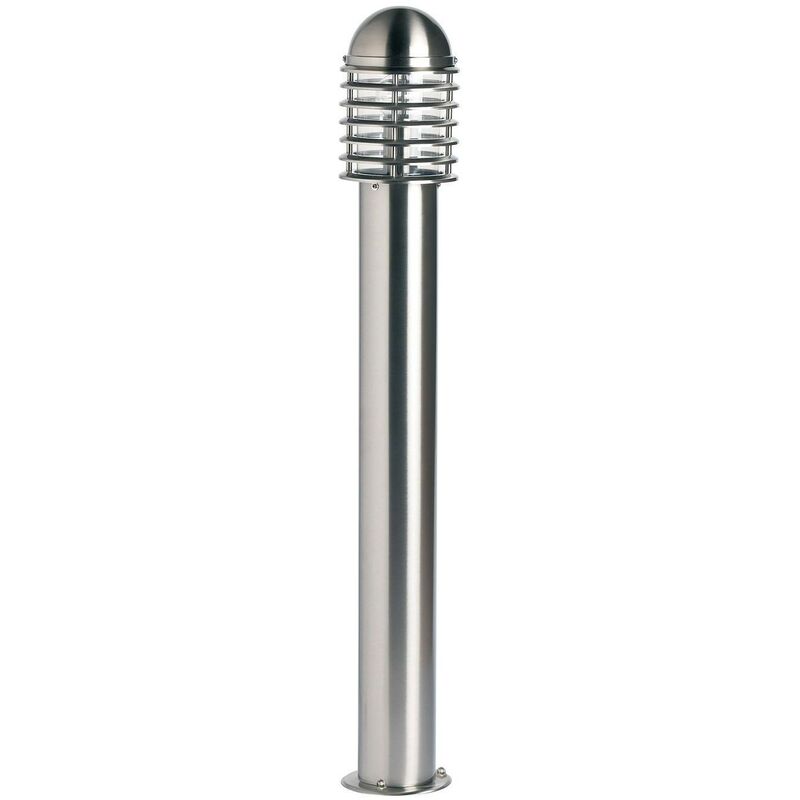 Endon Louvre - Outdoor Bollard Light Polished Stainless Steel, Clear Polycarbonate IP44, E27