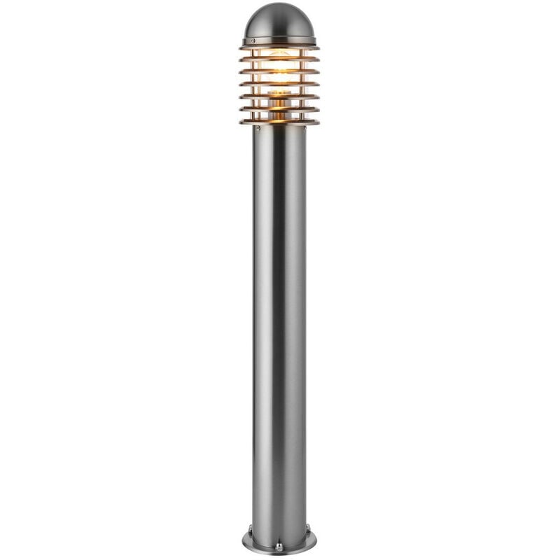 Louvre - Outdoor Bollard Light Polished Stainless Steel, Clear Polycarbonate IP44, E27 - Endon