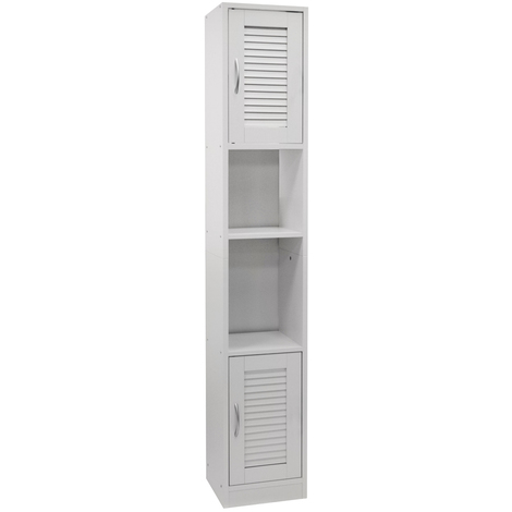 Louvre Tall Louvre Door Bathroom Storage Cabinet With Shelves