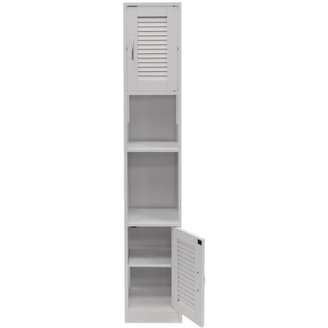 Louvre Tall Louvre Door Bathroom Storage Cabinet With Shelves White Babct2w