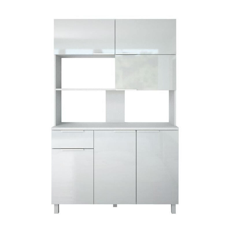 Les Tendances - lova Buffet de cuisine contemporain blanc brillant - l 120 cm