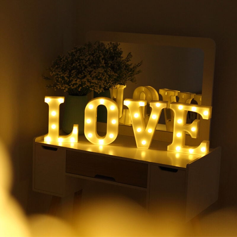 Love Enseigne Lumineuse à led Lettre, 22cm led Décoration de Mariage Lampe led Lettrage Sign Alimentation par Piles Lumières pour Extérieur,