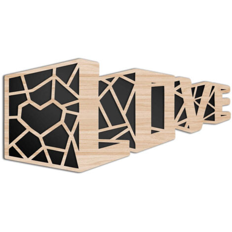 LOVE - Quadro arredo LASERCUT composito Legno e PVC - Misura: 50x100 cm