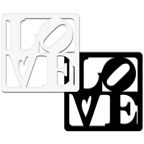 LOVE - Quadro moderno in pvc solido 48 x 48cm - Colore: bianco