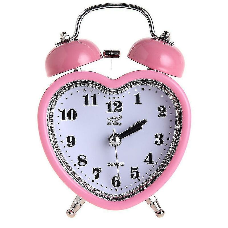 Love Shape Double Bell Silent Desk Clock Alarm Clock