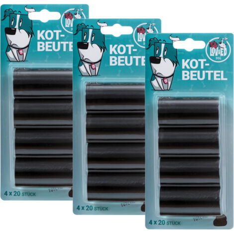 Lov&Ed Hunde-Kotbeutel, 4x20 Stück - schwarz, 3 Packungen