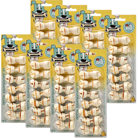 Lov&Ed Kauknochen Huhn, XS - Mit Dental-Effekt, 8x 85g