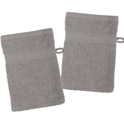Lovely Casa – Set di 2 guanti da bagno – dimensioni 15 x 21 cm – 100% cotone biologico – Colore tortora – Modello Laguna – Biancheria da bagno, morbidi e di buona qualità – Certificato Oeko Tex