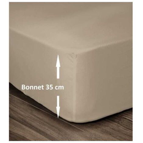 LOVELY HOME Drap Housse 100% Coton 140x190cm - Bonnet 35cm - Beige