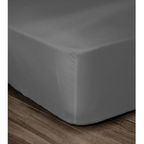 LOVELY HOME Drap Housse 100% coton 140x190x30 cm gris fonce
