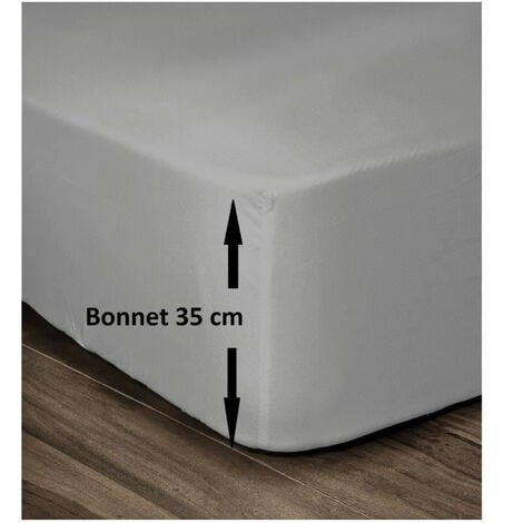 Drap housse 140x190 cm - Bonnet 30 cm - 100% coton Sable - Achat