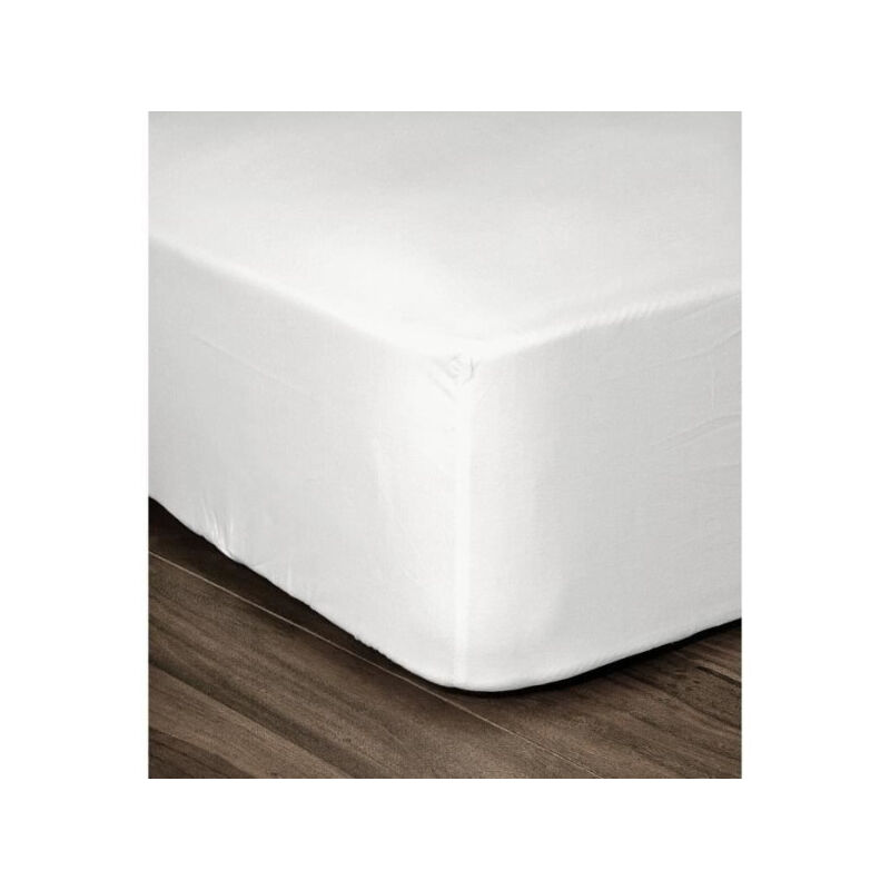 LOVELY HOME Drap Housse 100% coton 160x200x25 cm blanc