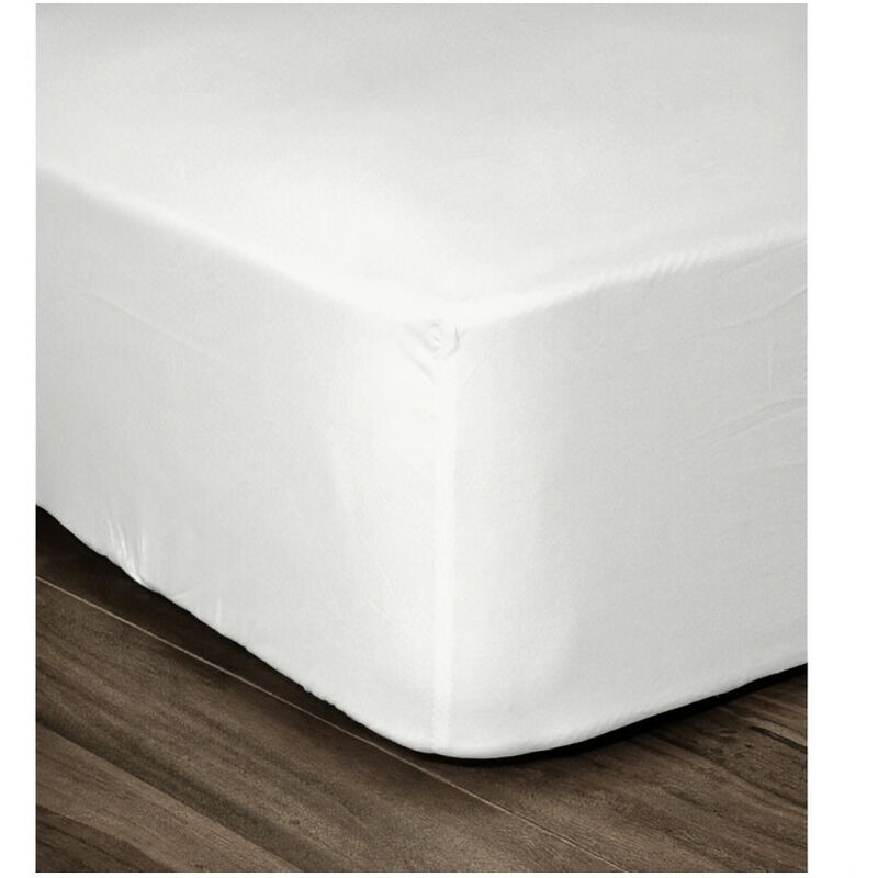 lovely home drap housse 100% coton 160x200x25 cm blanc