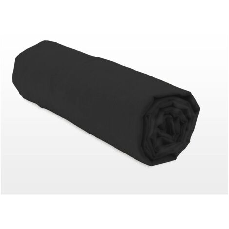 LOVELY HOME Drap Housse 100% coton 160x200x30 cm noir