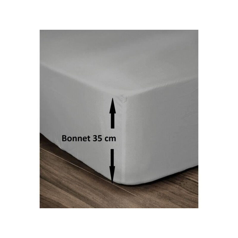 Lovely home drap housse 100% coton 180X200CM - bonnet 35CM - gris clair HP62017