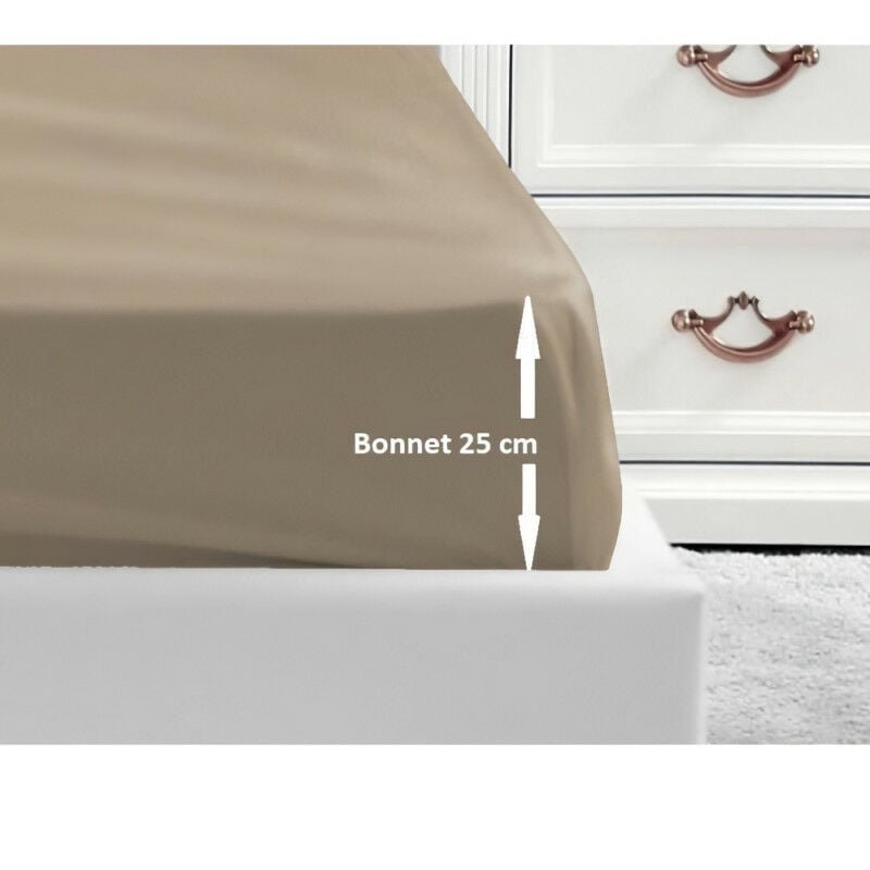 lovely home - drap housse 100% coton 180x200x25 cm - beige