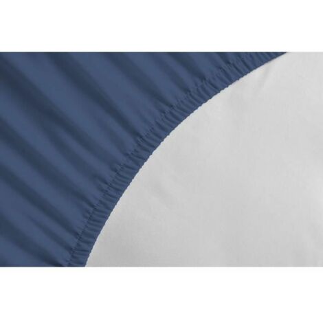 LOVELY HOME Drap housse - 140 x 190 + 35 cm - 100% coton - Bleu