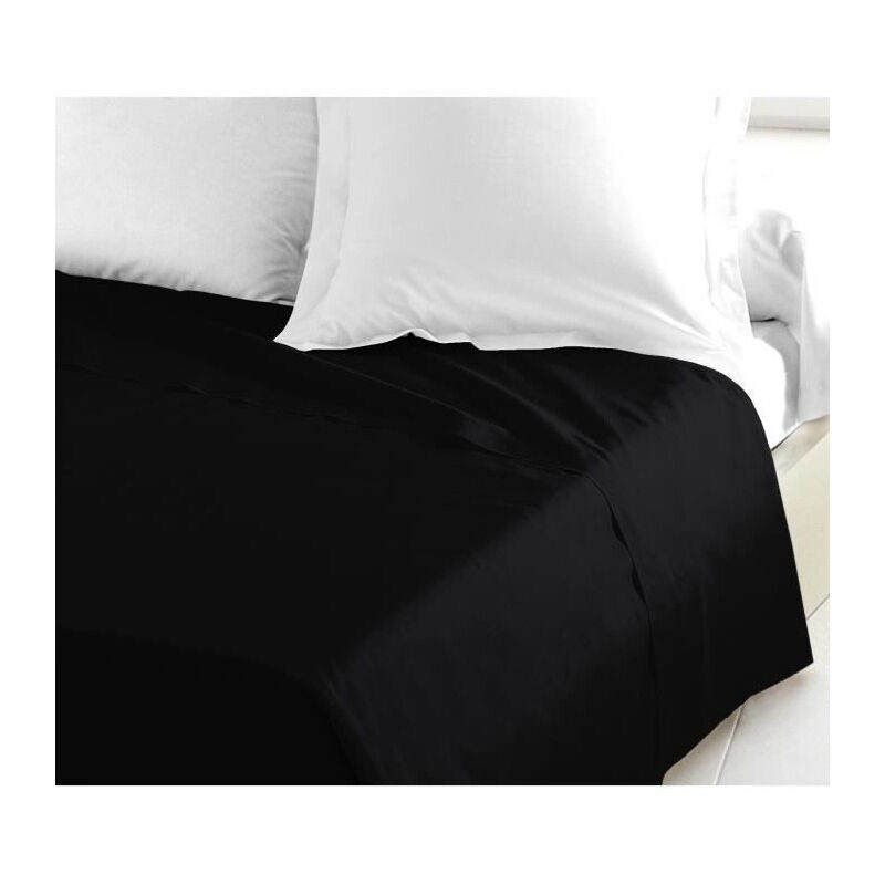 Lovely Home - drap plat 100% coton 240X300 cm noir HP61292