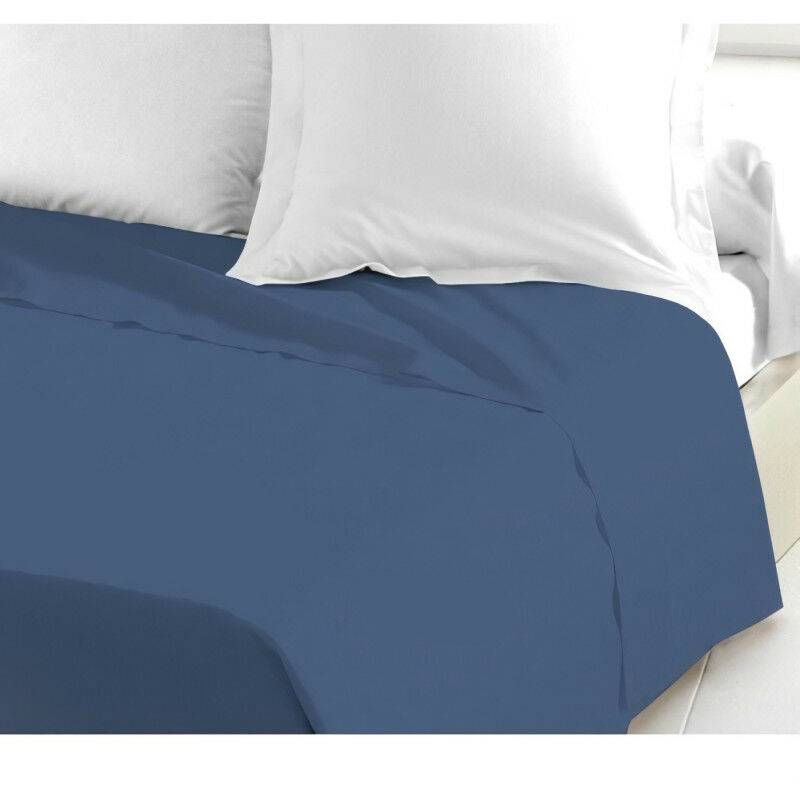 lovely home - drap plat - 240 x 300 cm - 100% coton - bleu