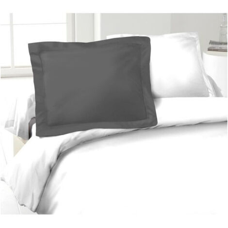 LOVELY HOME Juego de 2 fundas de almohada en 100% algodón 50x70 cm - Gris oscuro