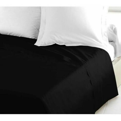 Lovely Home Lenzuolo Piano 100% Cotone 180x290 cm Nero