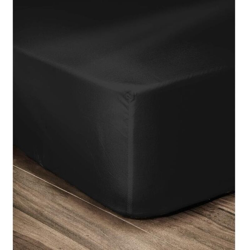 Lovely Home Spannbettlaken, 100% Baumwolle, 140 x 190 x 25 cm Schwarz