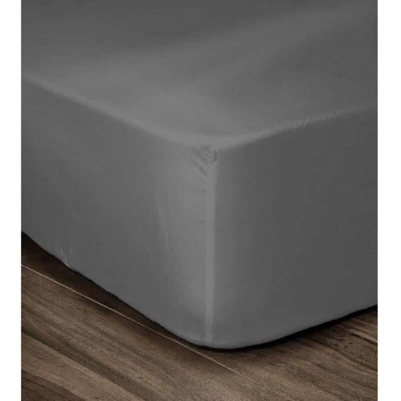 Les Tendances Lovely Home Spannbettlaken, 100% Baumwolle, 140 x 190 x 30 cm Dunkelgrau