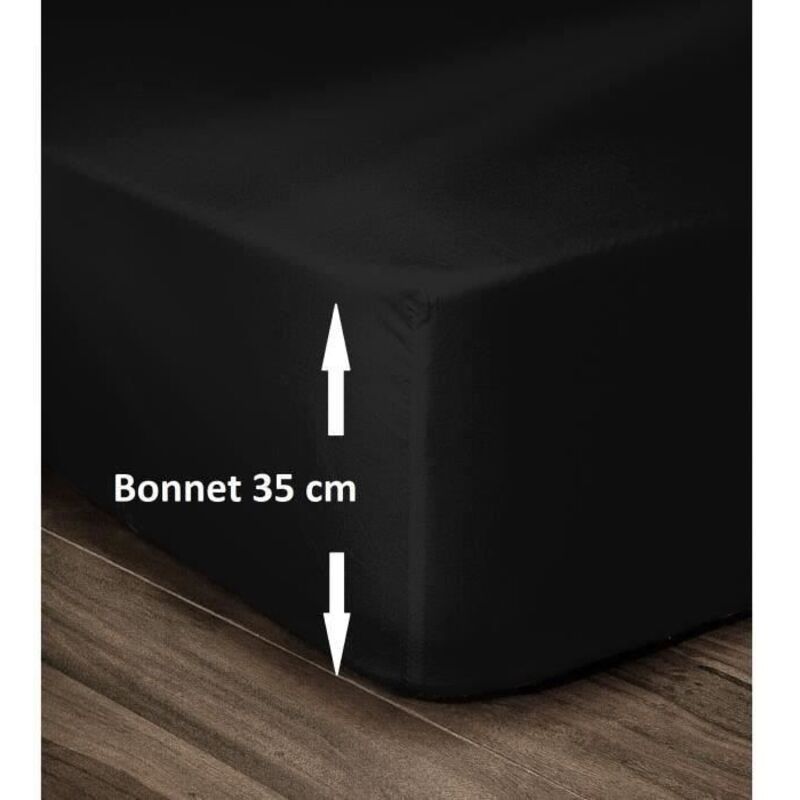 Les Tendances Lovely Home Spannbettlaken 100 % Baumwolle 180 X 200 Cm Körbchengröße 35 Cm Schwarz Hp62020