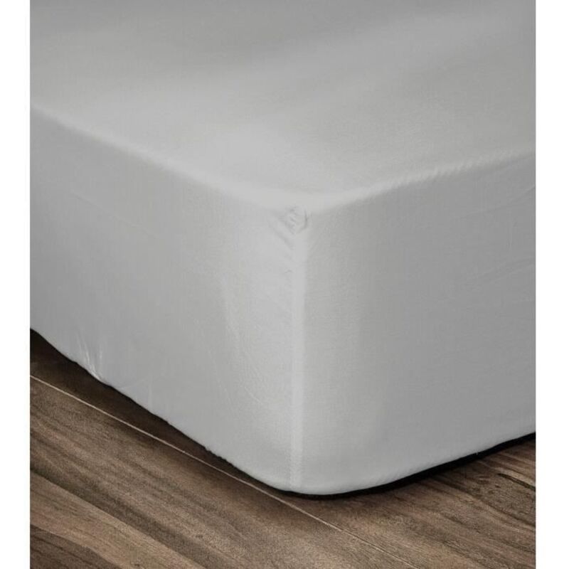 Les Tendances Lovely Home Spannbettlaken, 100% Baumwolle, 90 x 190 x 30 cm Hellgrau
