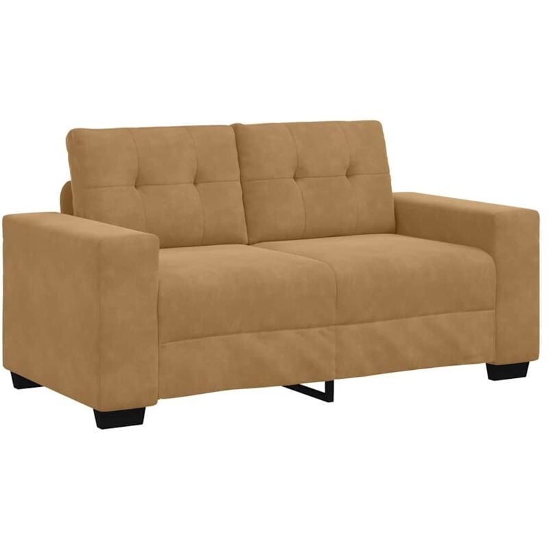 Loveseat Sofa with Cushion Brown Velvet CFW440974