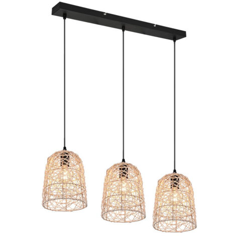 LOVIS SOSPENSIONE 3 DIFFUSORI IN RATTAN NATURALE L. 76CM
