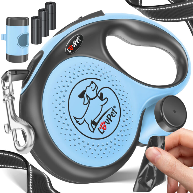 LOVPET® Laisse à Enrouleur pour Chiens pour Petits et Grands Chiens Poignée Ergonomique & Antidérapante Rallonge de Laisse 360° - Bleu - 3 Meter LOVPET® Laisse à Enrouleur pour Chiens pour Petits et Grands Chiens Poignée Ergonomique & Antidérapante Rallonge de Laisse 360° - Bleu - 3 Meter