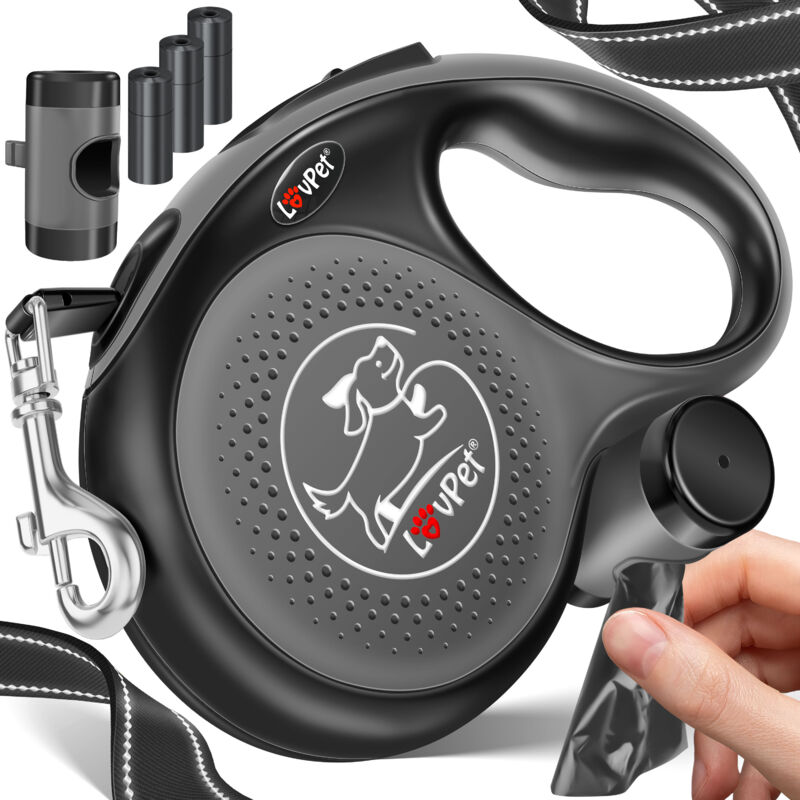 Laisse à Enrouleur pour Chiens pour Petits et Grands Chiens Poignée Ergonomique & Antidérapante Rallonge de Laisse 360° Mailles Réfléchissantes