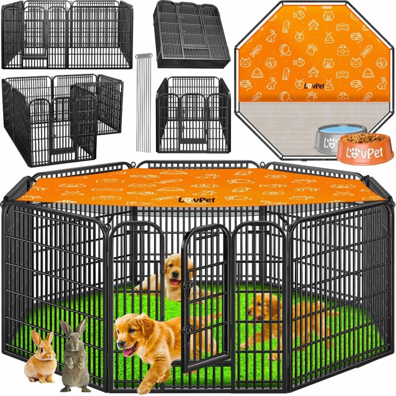 LovPet Parc pour chiots Enclos pour chiots Parc pour chiens Parc pour animaux Chiens avec porte et parc résistant aux intempéries Pour chien chat